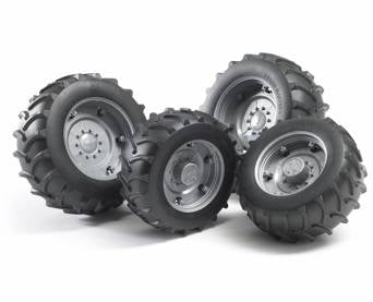 Twin Tires with Silver Rims for Tractors