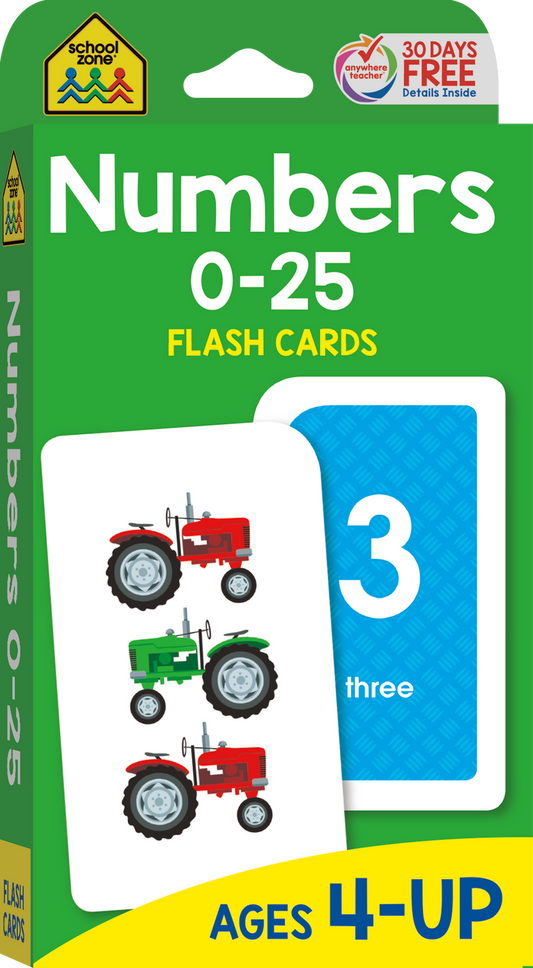 NUMBERS 0-25 FLASHCARDS AGES 4-6