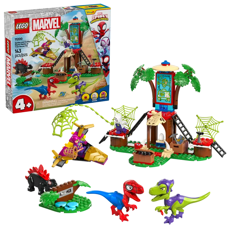 Marvel Spidey and Gobby's Raptor Battle at Tree House HQ