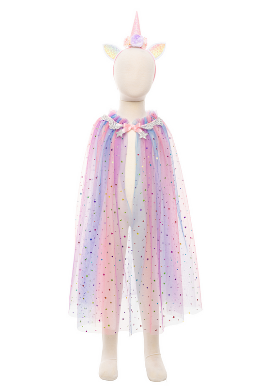 Rainbow Unicorn Cape with Headband Size 4-6