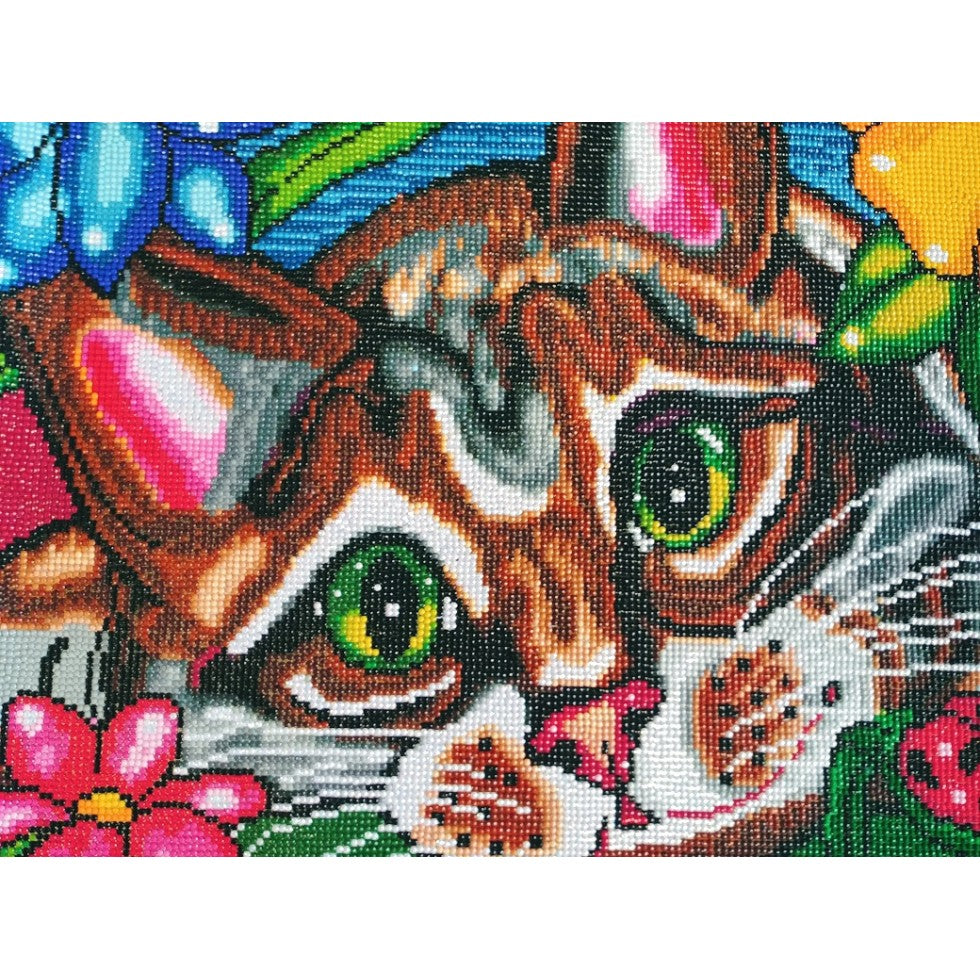 Cat in the Flowers 20X16"