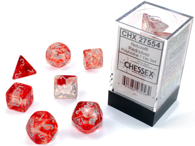 Nebula 7pc Red/Silver Dice