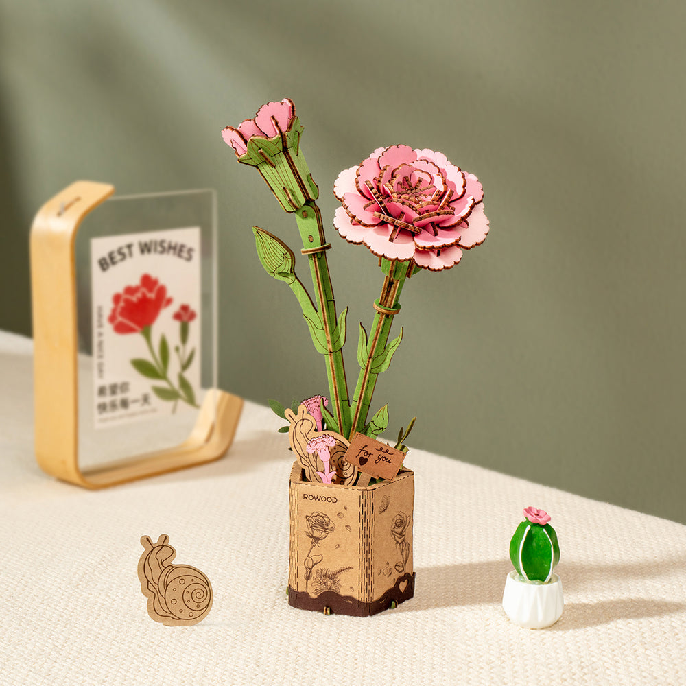 Wooden Bloom Craft Pink Carnation