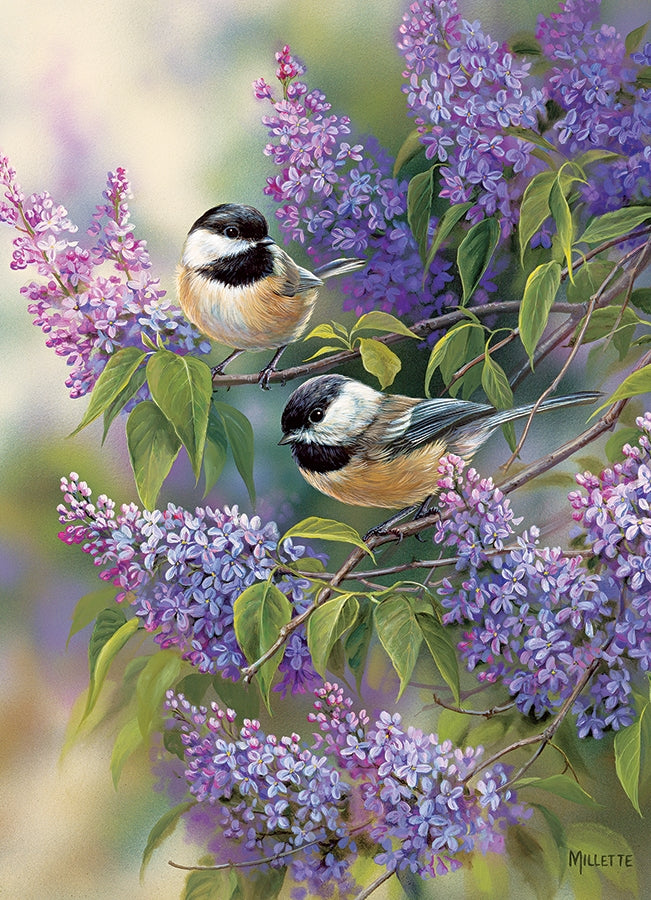 Chickadees and Lilacs 1000pc