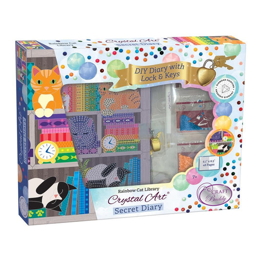 Crystal Art Secret Diary Rainbow Cat Library