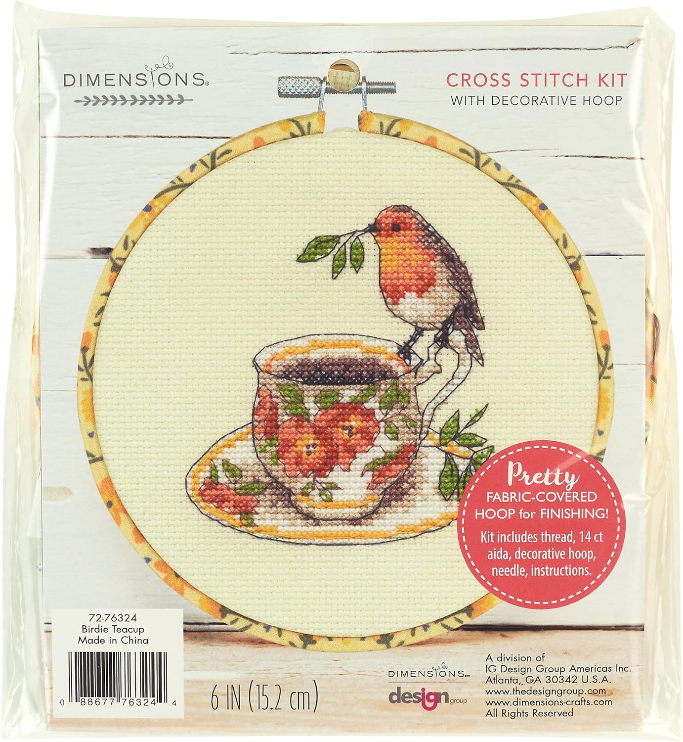 Birdie Teacup Cross Stitch Kit