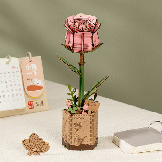 Wooden Bloom Craft Pink Rose