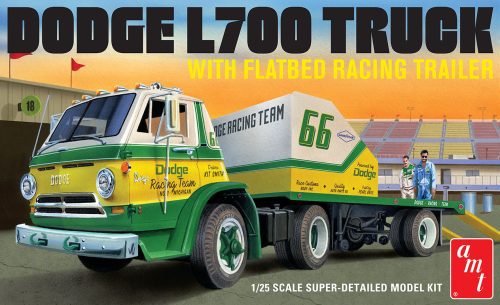 Dodge L700 Truck with Flatbed Racing Trailer 1966 1/25