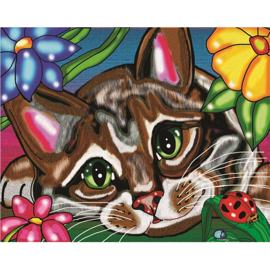 Cat in the Flowers 20X16"