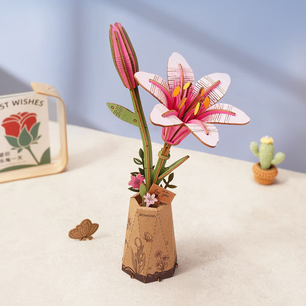 Wooden Bloom Craft Pink Lily