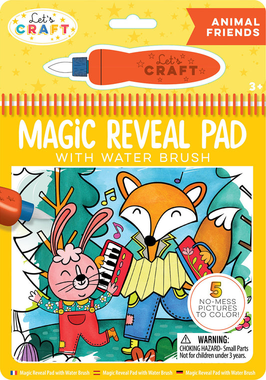 Magic Reveal Pad with Water Brush Animal Friends