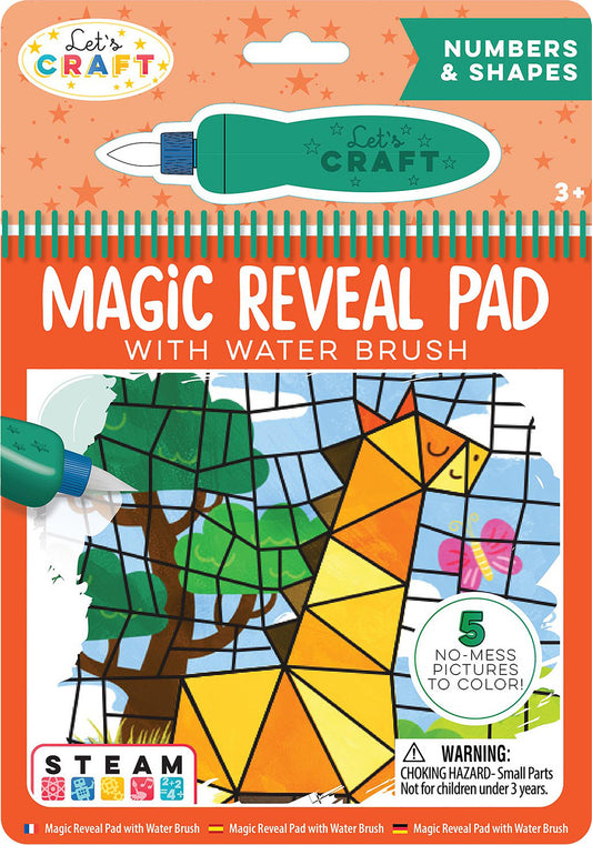 Magic Reveal Pad with Water Brush Numbers & Shapes