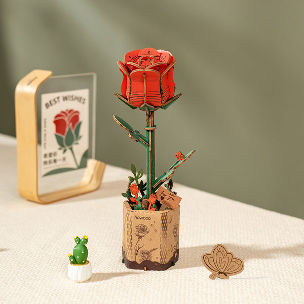 Wooden Bloom Craft Red Rose