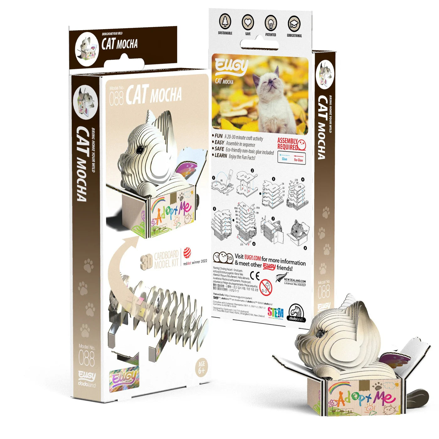 Eugy Cat Mocha 3D Cardboard Model Kit