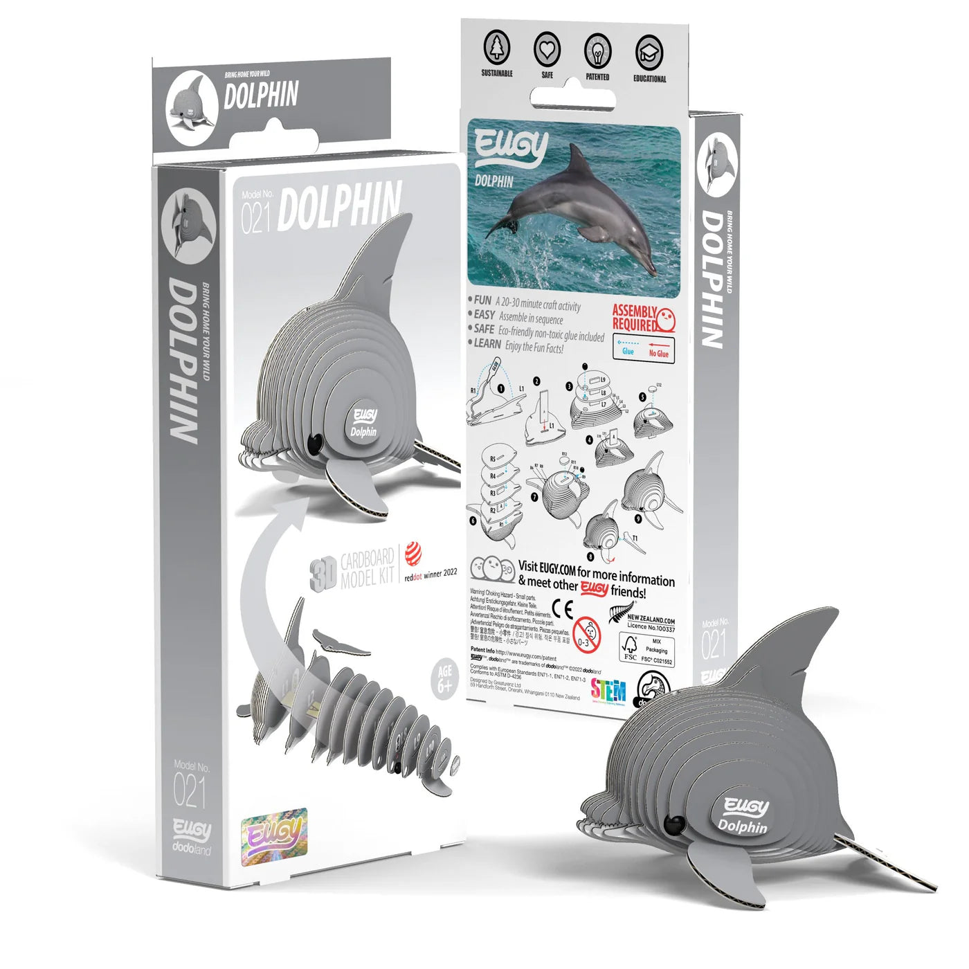 Eugy Dolphin 3D Cardboard Model Kit