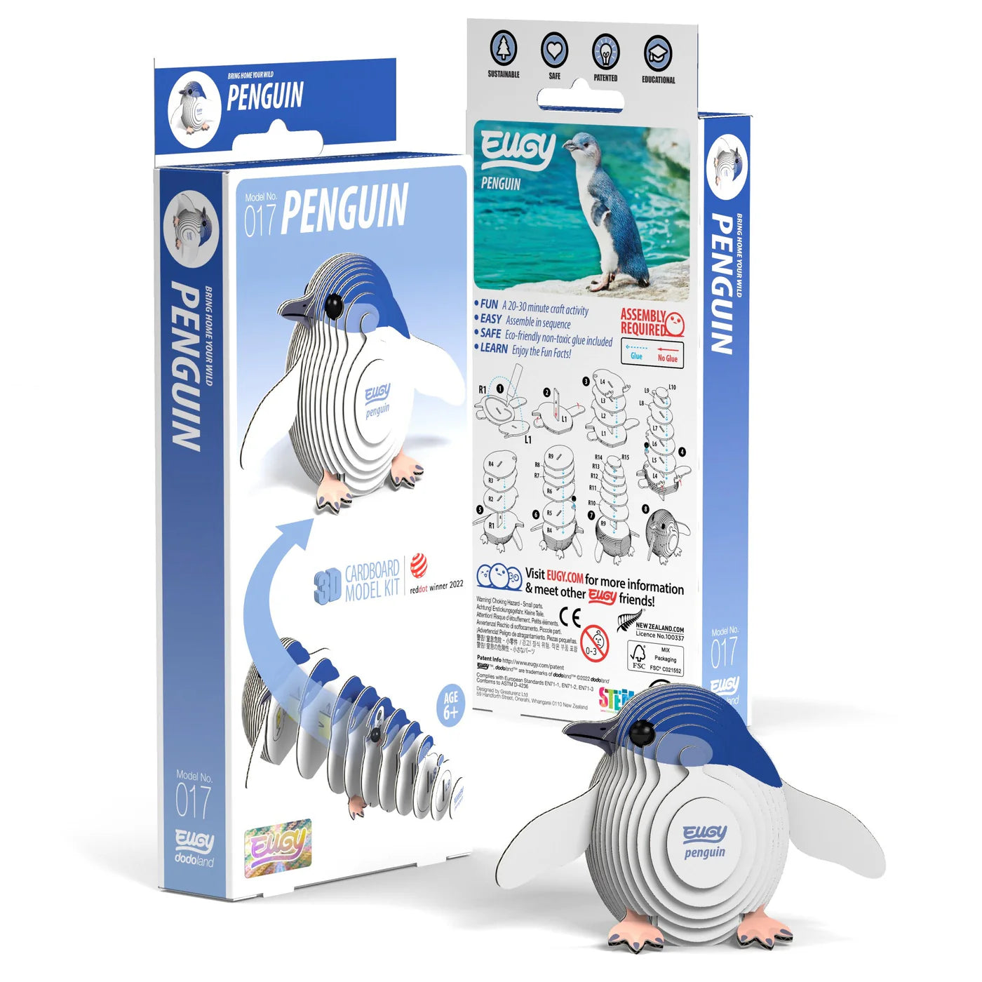 Eugy Penguin 3D Cardboard Model Kit