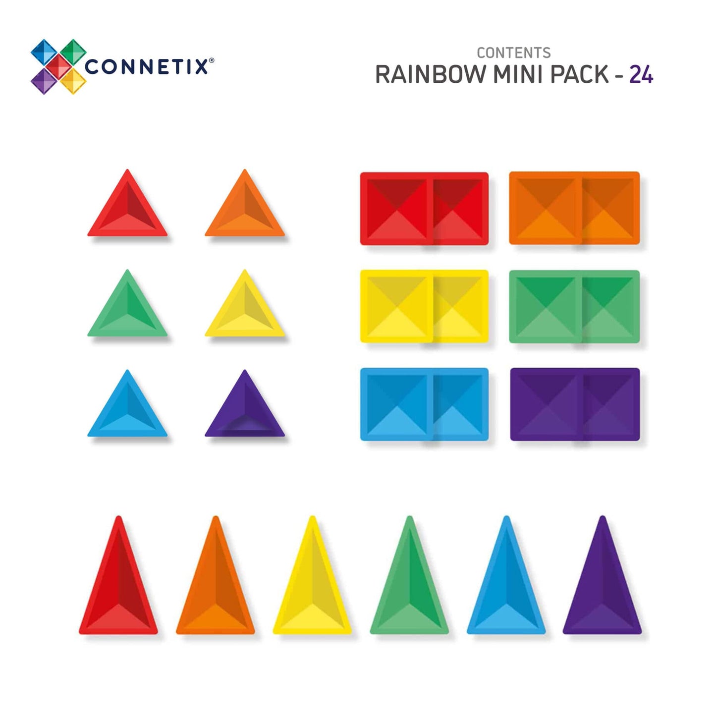 Connetix Rainbow Mini Pack 24pc Magnetic Tiles