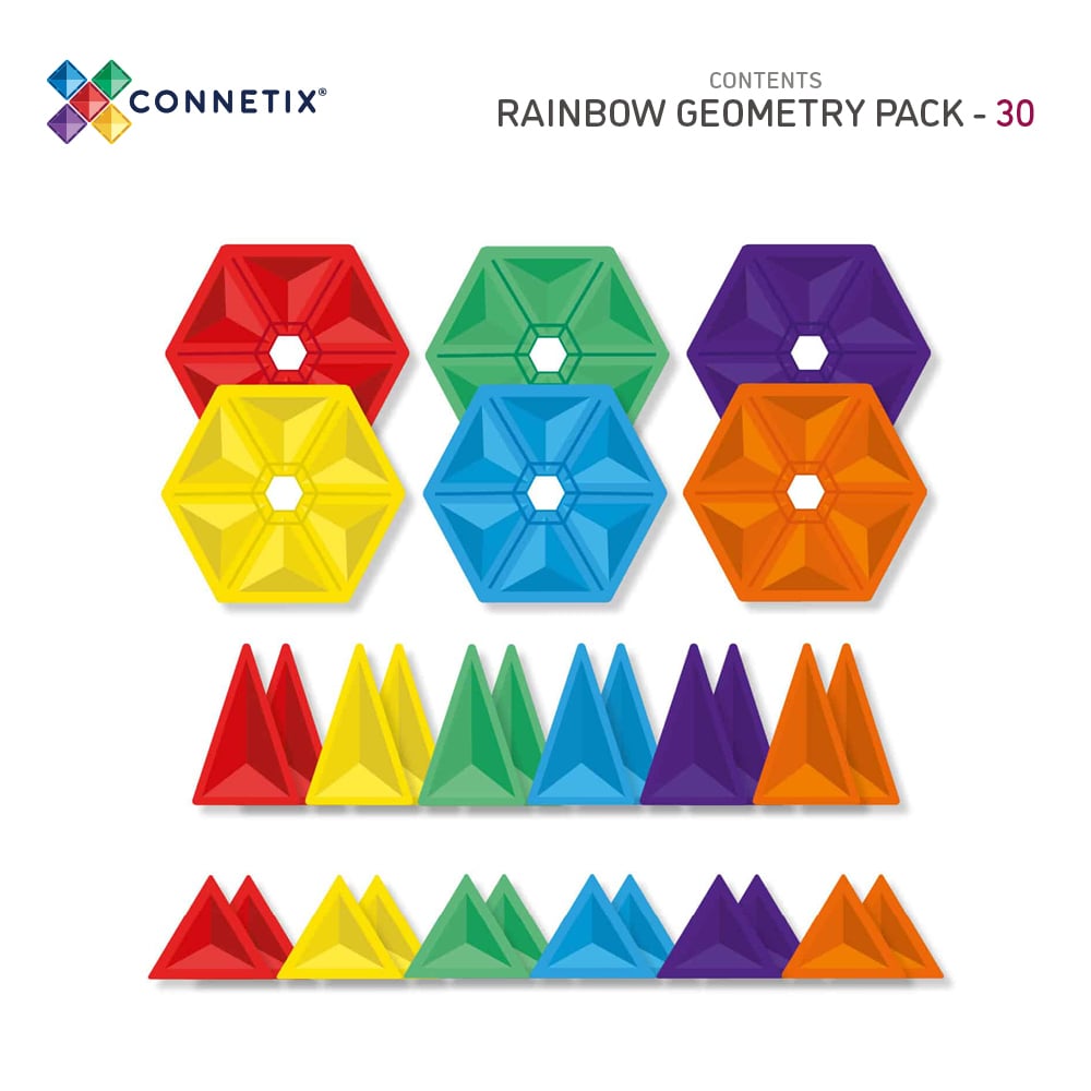 Connetix Rainbow Geometry Pack 30pc Magnetic Tiles