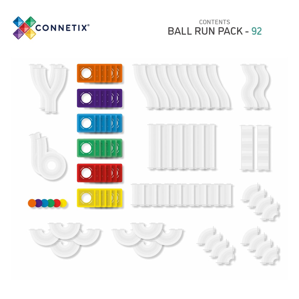 Connetix Rainbow Ball Run Pack 92pc Magnetic Tiles