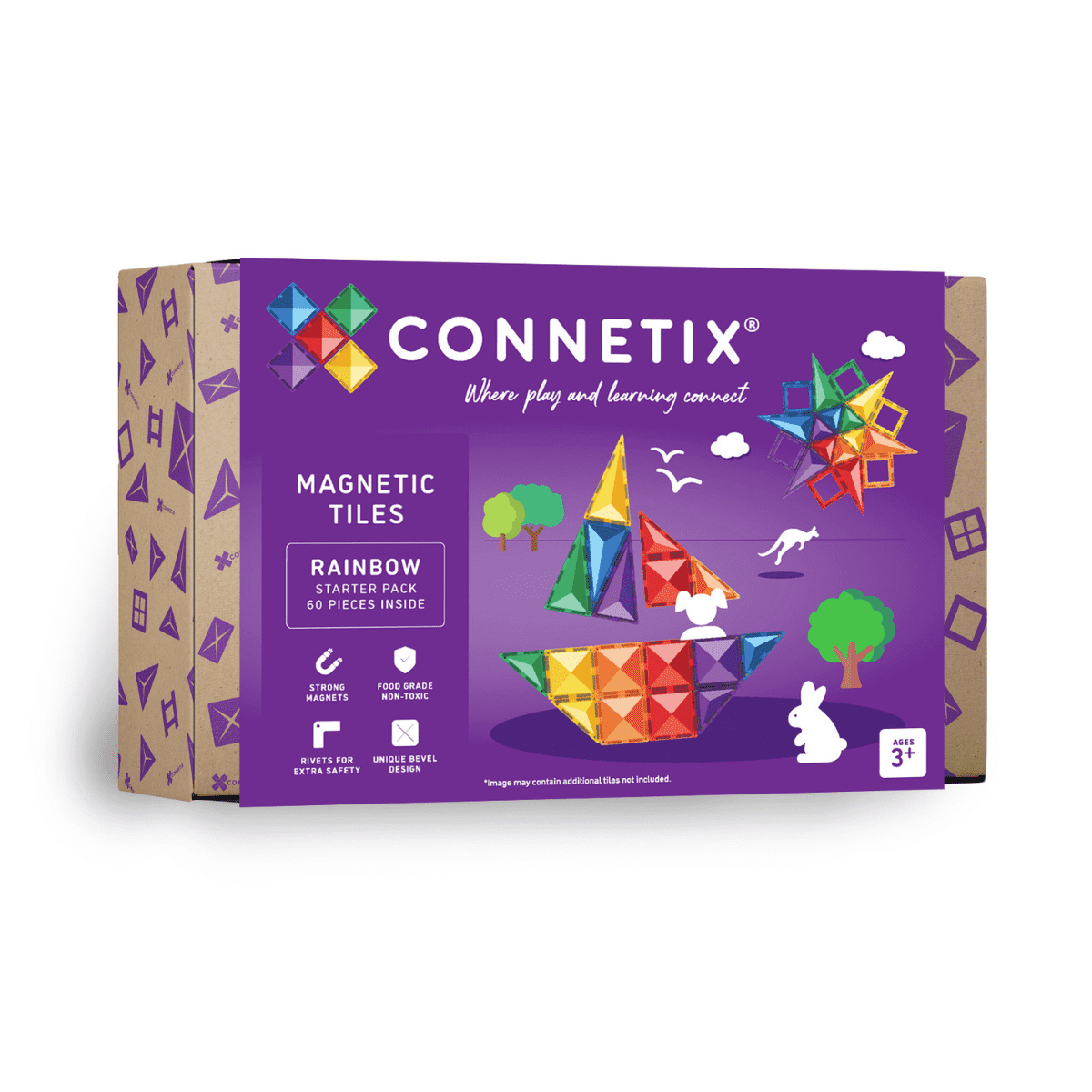 Connetix Rainbow Starter Pack 60pc Magnetic Tiles