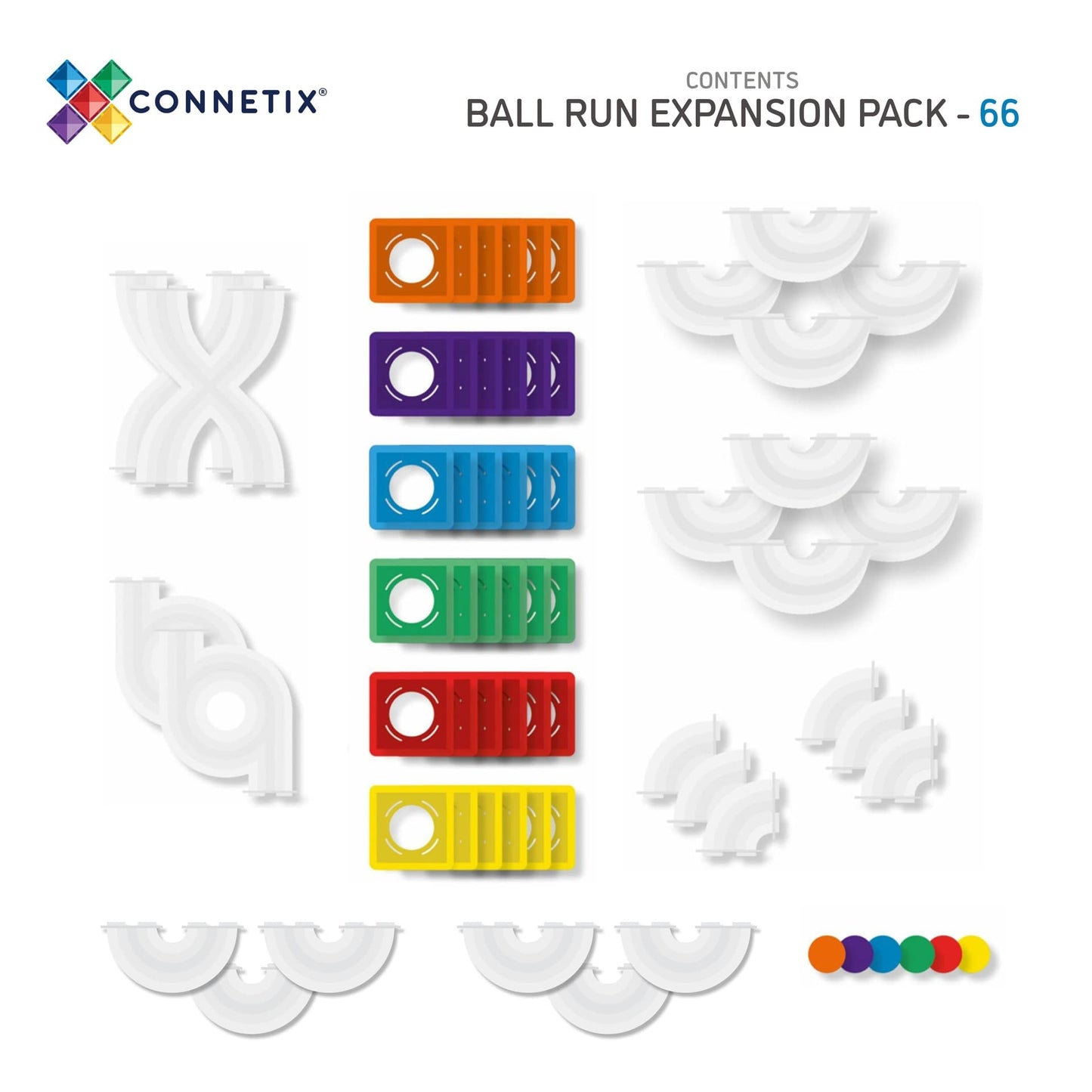 Connetix Rainbow Ball Run Expansion Pack 66pc Magnetic Tiles