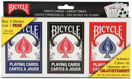 Bicycle Blue, Black & Red 3 Pack Playing Cards