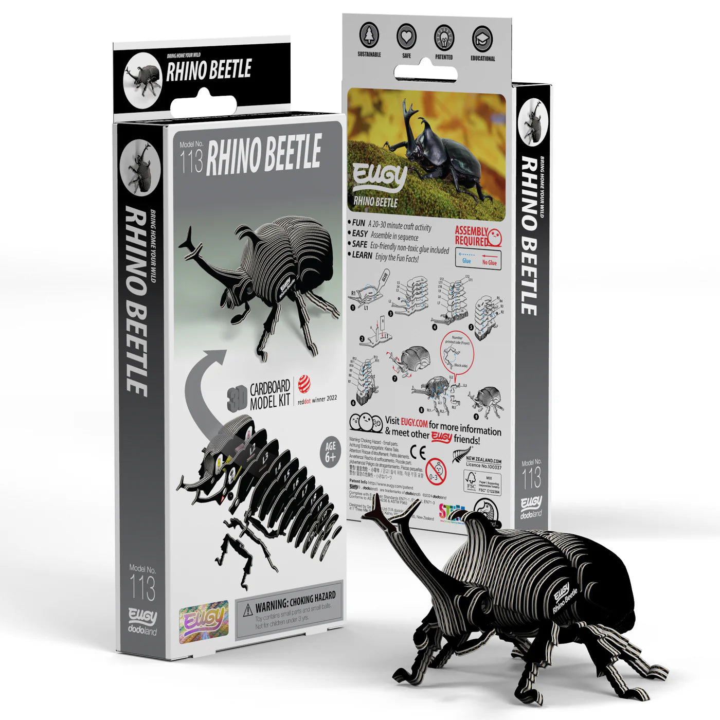 Eugy Rhino Beetle 3D Cardboard Model Kit