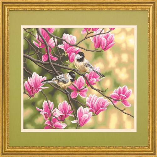 Chickadees & Magnolias 14X11"