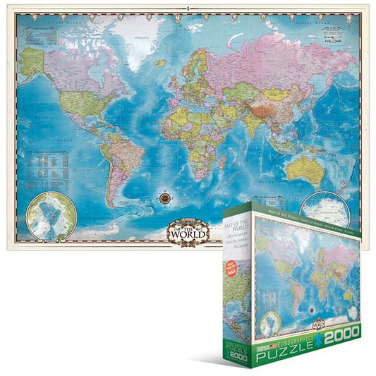 Map of the World with Poles 2000pc