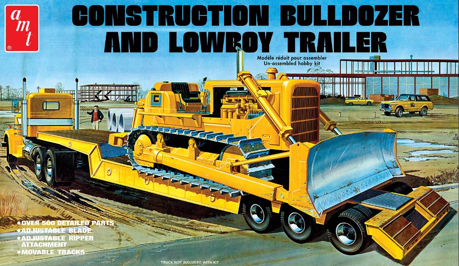 Construction Bulldozer & Lowboy Trailer