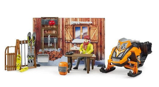 Mountain Hut with Snomobil & Figure