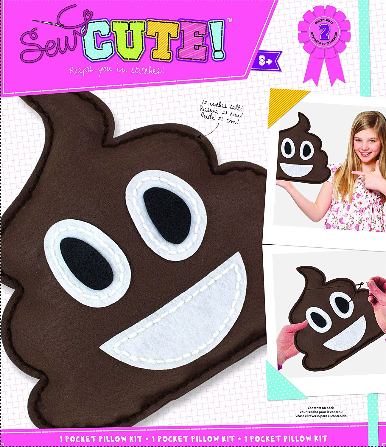 Sew Cute Felt Pocket Pillow Emoji Poo