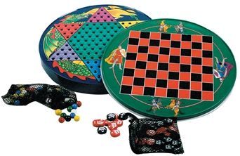 TIN CHINESE & CHECKERS SET