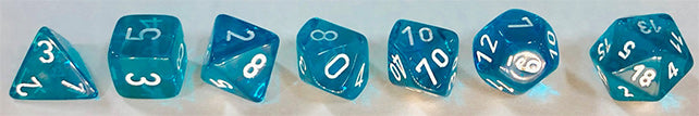 Translucent: 7pc Teal/White Dice