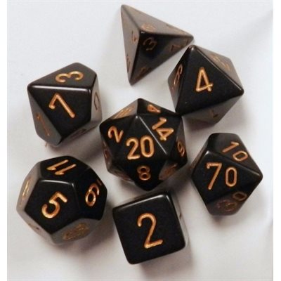 Opaque 7pc Black/Gold Dice