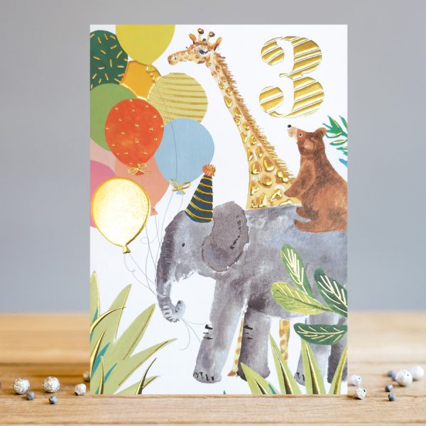 Tiny Sparkles Age 3 Animals Card