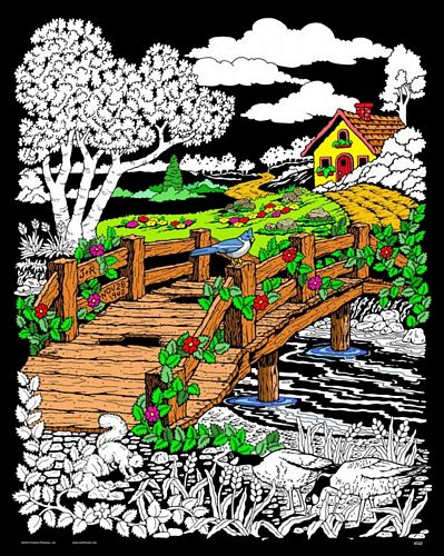 WOODEN BRIDGE VELVET DOODLE 16X20"