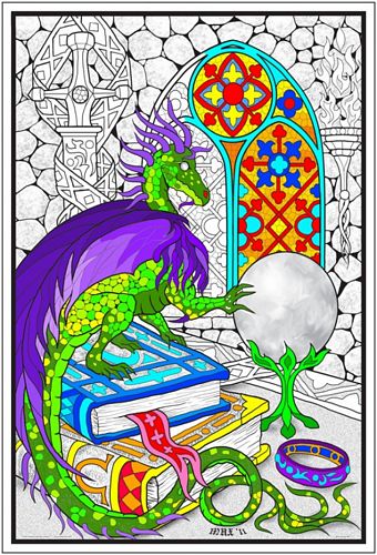 DRAGON CRYSTAL BALL DOODLE WALL POSTER