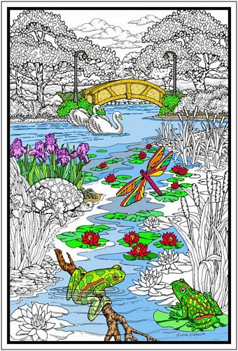 POND IN THE PARK DOODLE WALL POSTER